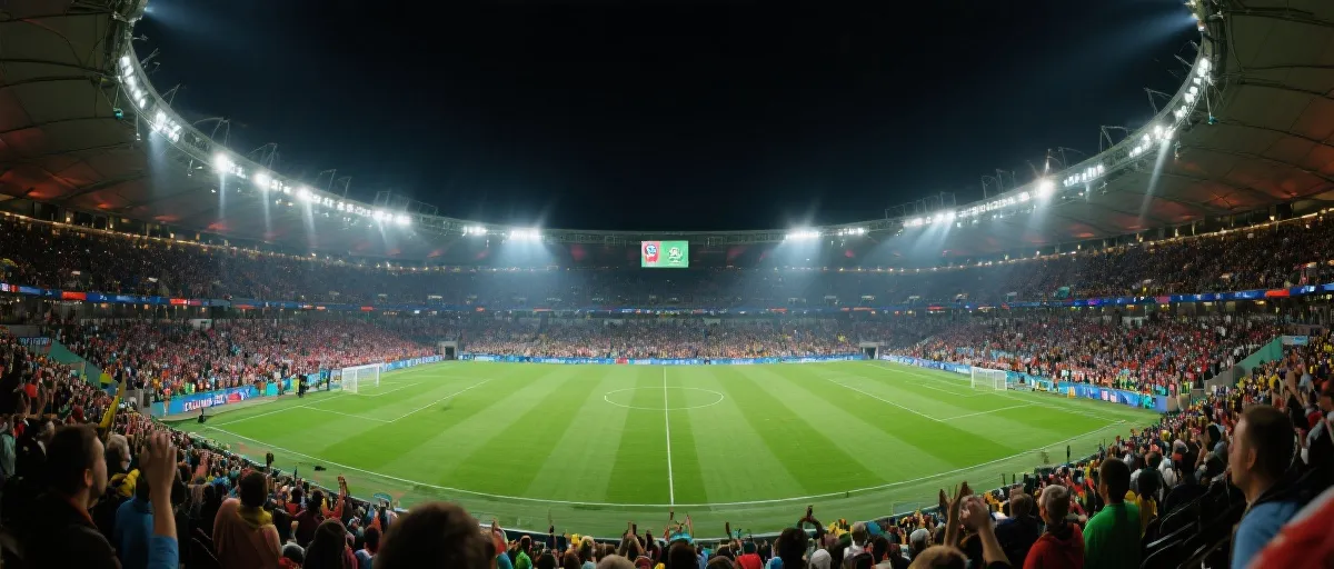 足球场与灯光的插画横幅